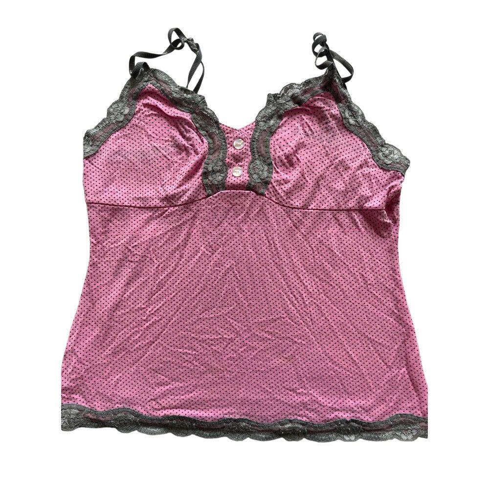 Eyeshadow pink polka dot camisole lace Y2K coquette vintage medium cami romantic